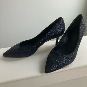 White House Black Market Glitter Heels in Dark Blue